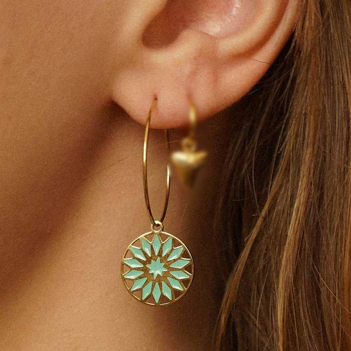Pendientes de acero esmaltado Rose Des Vents para venta al por mayor de Bijoux 7bis