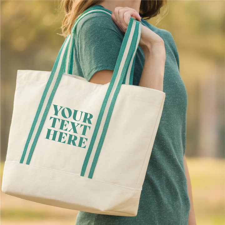 Custom Organic Boat Bag With Your Custom Text for wholesale by Lovetree Design