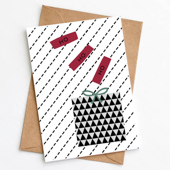 Ho Ho Ho Christmas Card | Geometric Gift Design for wholesale by Greenwich Paper Studio