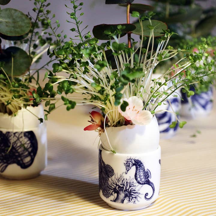 Cream Cornwall - Wholesale Egg Cup/Holder - Bone China Seahorse Egg Cup4