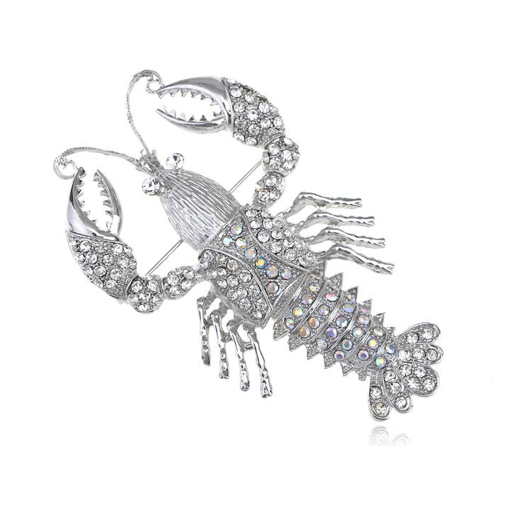 Nautical Ocean Lobster Crawfish Movable Tail Novelty Brooch for wholesale by AK Brand