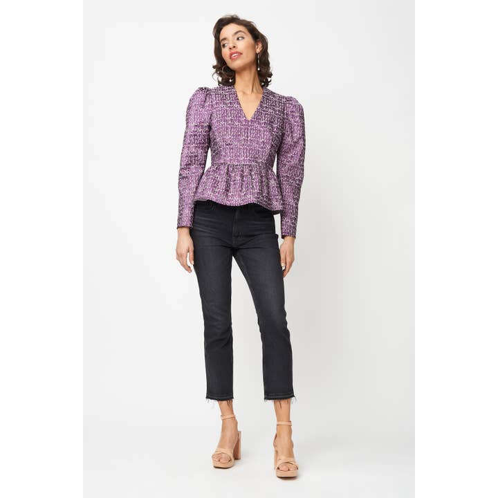 Top Harper en jacquard métallisé violet pour la vente par Fresha London