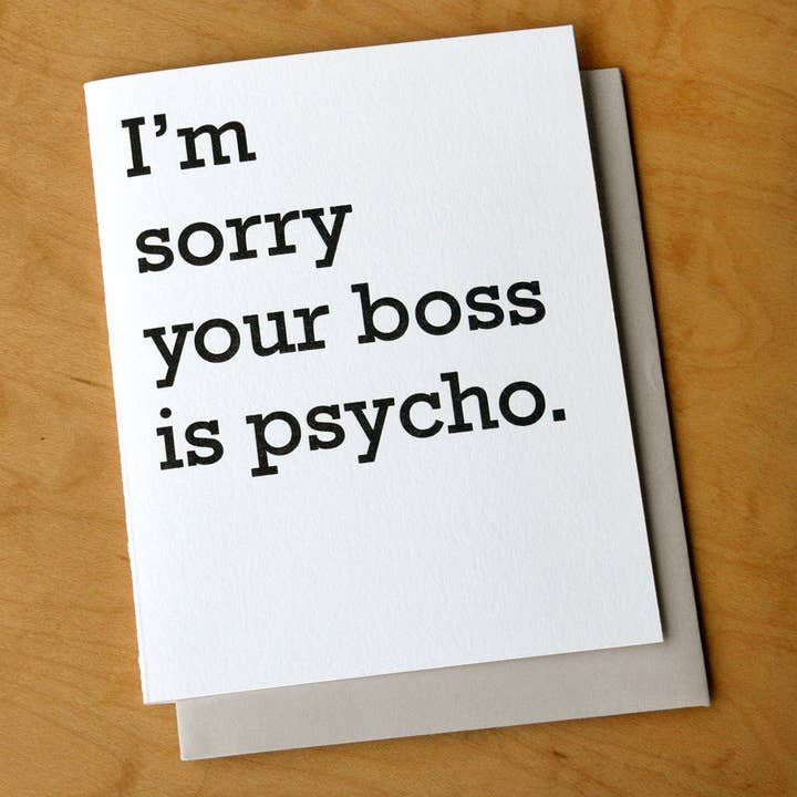 Psycho Boss Greeting Card for wholesale by McBitterson's