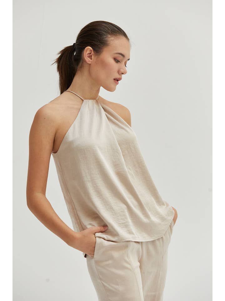 CREAM CT9349 - Maria Satin Halter Top for wholesale on Faire