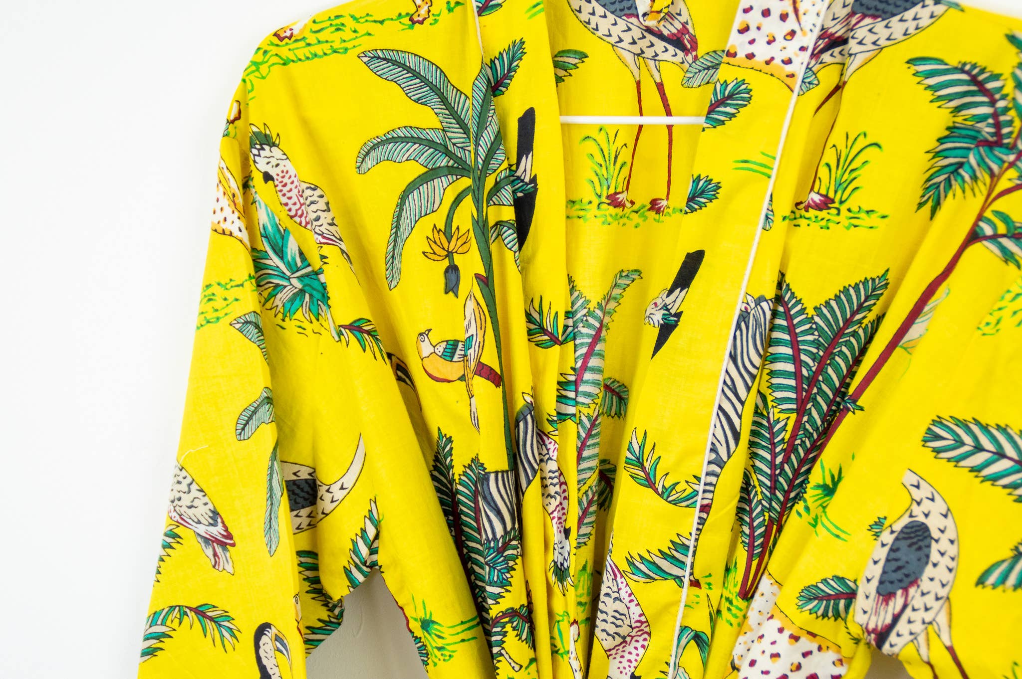 The Cocoon Boutique - Vente Peignoir – femme - Peignoir kimono en coton 100 %, jaune3