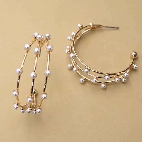 Triple Row Wire Pearl Hoops for wholesale by The Crown and Cradle Wholesale