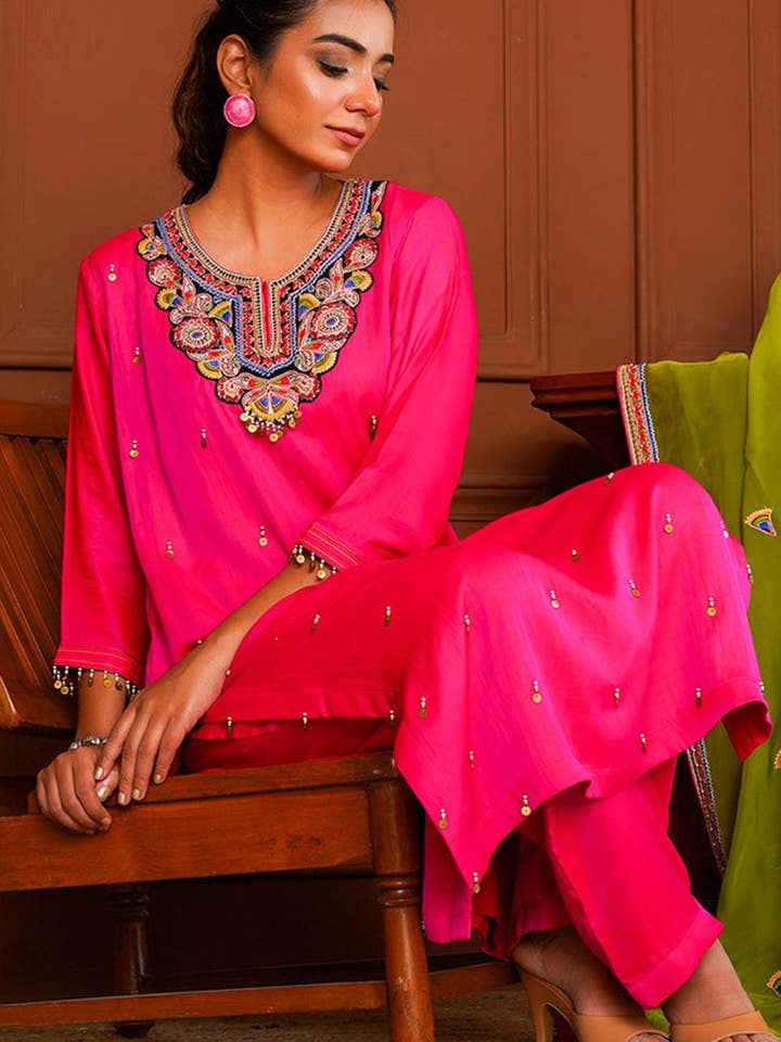 Yunikulondon - Vente Ensemble haut et pantalon (PAS d'intérieur) - Femme - Ensemble Kurta Classique Raga6