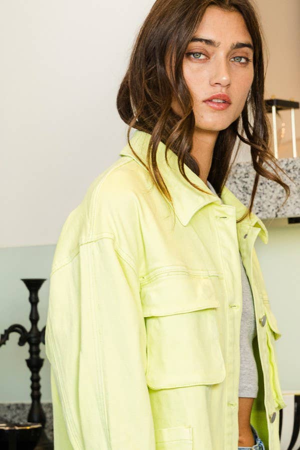 BUCKETLIST OUTLET - Wholesale Shirt Jacket/Shacket - Women's - IT2128 OUTLET SALE Oversized Cargo Shacket1