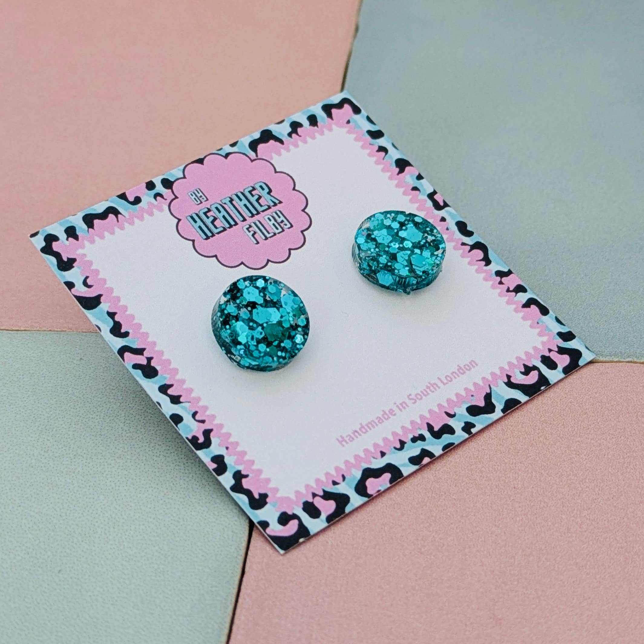 By Heather Filby – wholesale Stud/post earrings – Glitter Circle Stud Earrings (MORE COLOURS) - Best Seller11