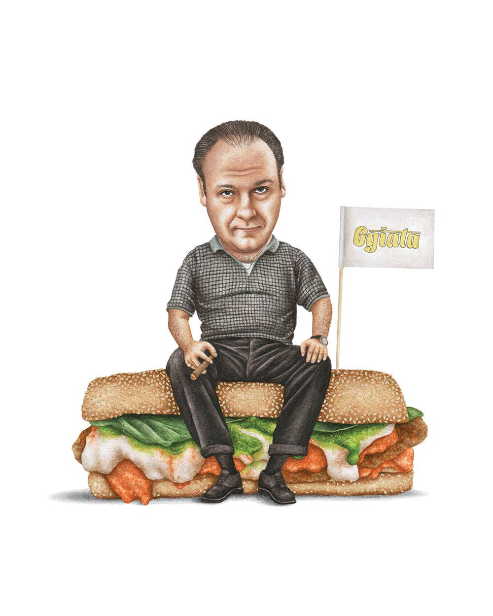 Celebs on Sandwiches - Wholesale Art Print - Tony Soprano #2 - Sopranos - Watercolor Print5