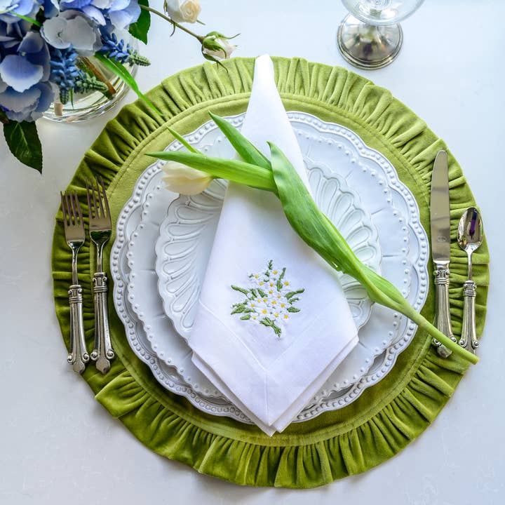 Arte Italica & Crown Linen Designs – Engroshandel Middags- og stofserviet – Daisy Bouquet Stor serviet2