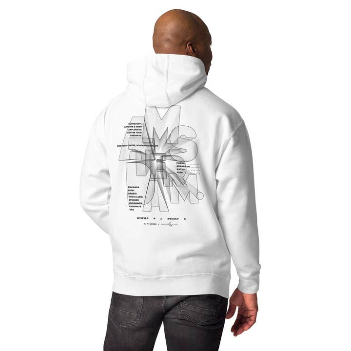 GUSTATORY Amsterdam Coffee Scene Cotton Blend Embroidered Hoodie for wholesale by ANCHOR & CREW