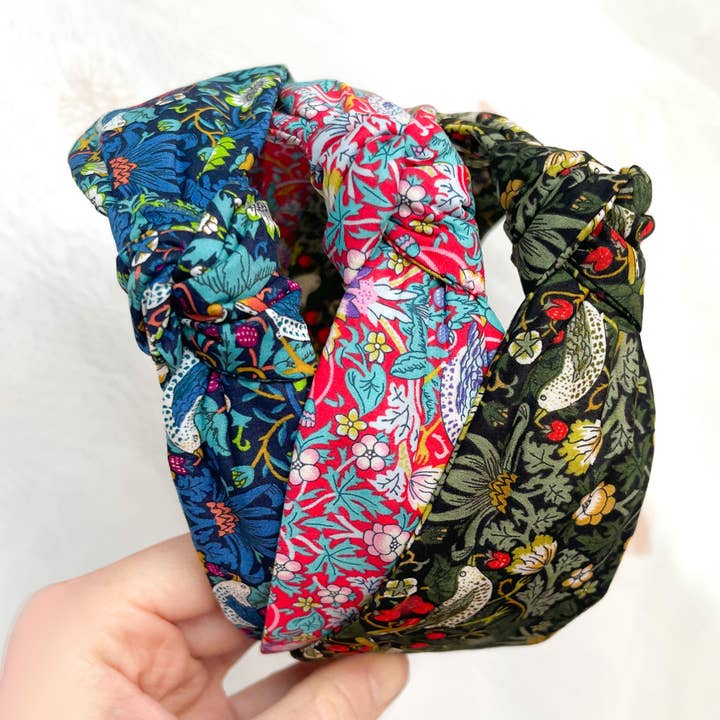 Womens Knot Headband - Liberty of London Strawberry Thief for wholesale by Nine Designs Ltd