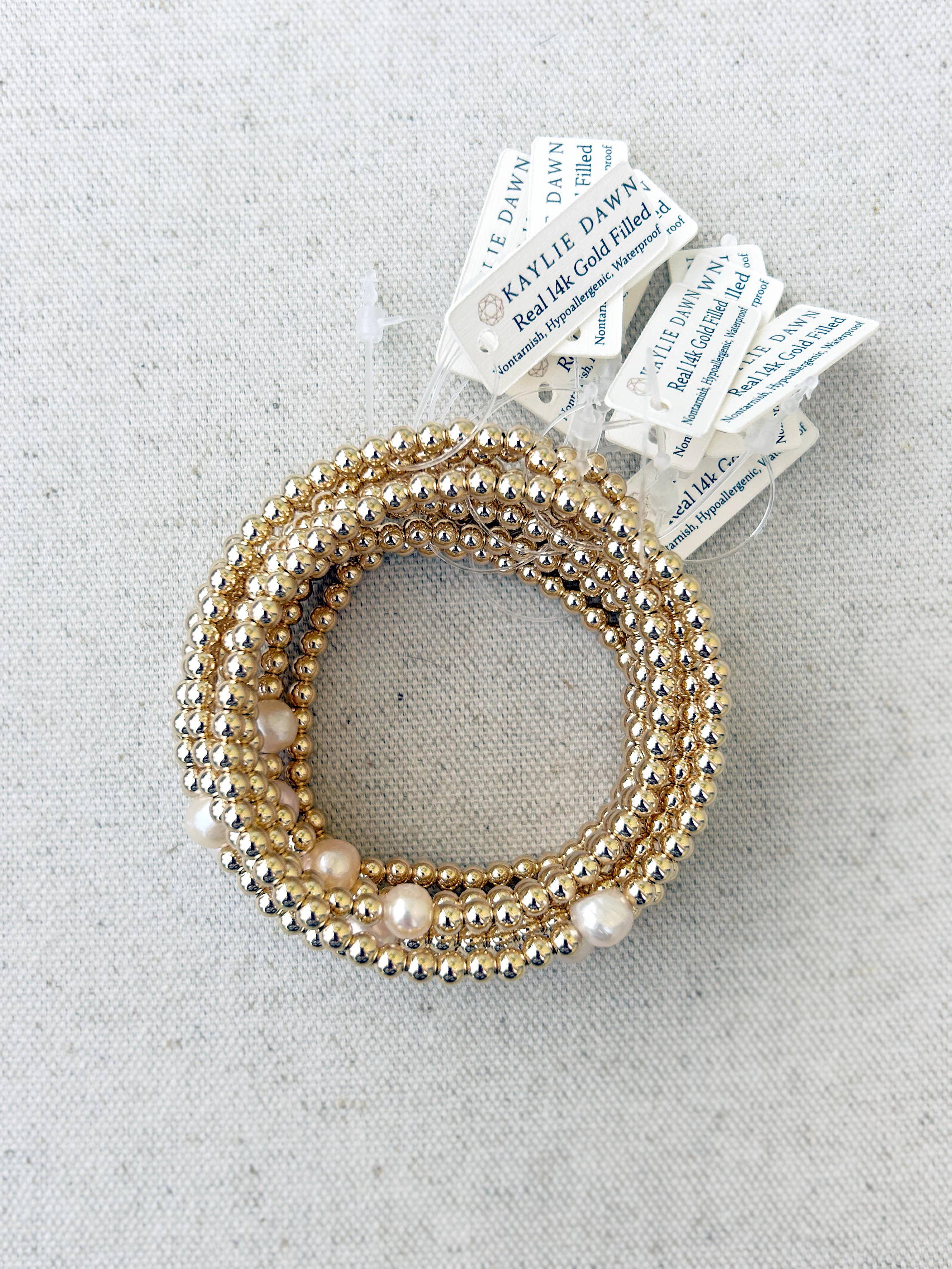 Kaylie Dawn Jewelry - Wholesale Armband met kralen - Set van 6: Anna Handgemaakte Rekbare Armband met Echte Parel3