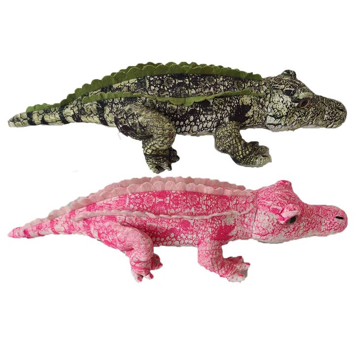 Texas Toy Distribution - Wholesale Stuffed/Plush Toy - Kids & Baby - Crocodile Plush 14" Stuffed Animals, Pink and Green Options!