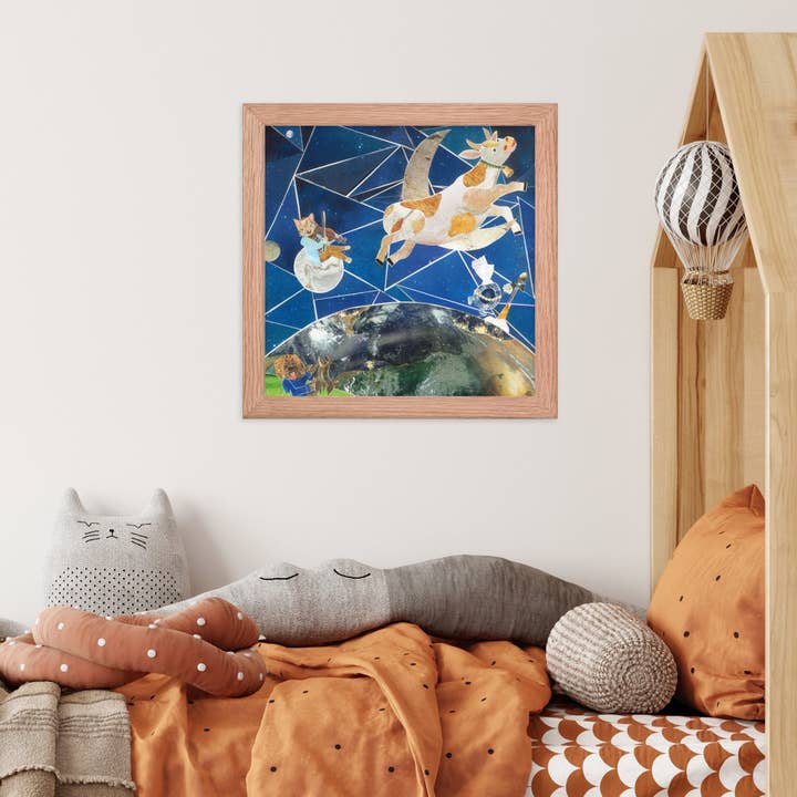 more the merrlier - Wholesale Art Print - Hey Diddle Diddle Collage Art Nursery Print1