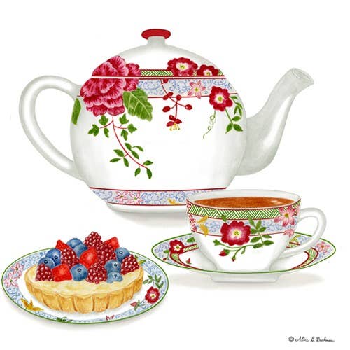 Enkeltmelsækhåndklæder U34-518 Blomstret tekande for engroshandel hos Alice's Cottage