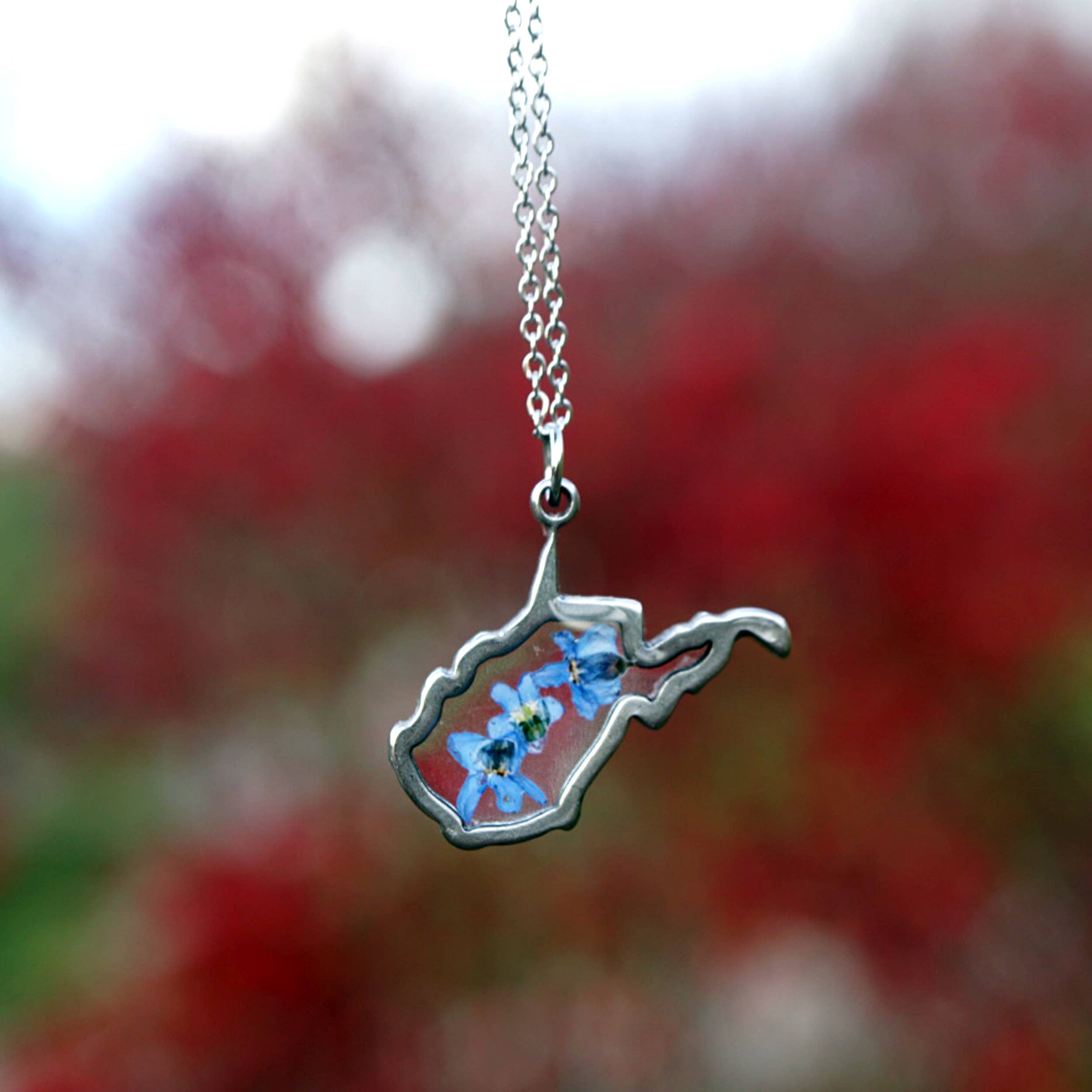 The Pretty Pickle - Wholesale Pendant/Charm Necklace - Small West Virginia Botanical Necklace7