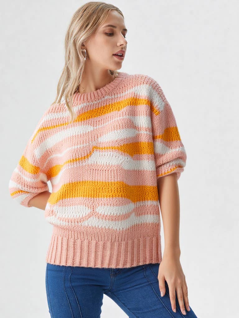 VERY J – wholesale Pullovertröja - Dam – 12W2873N-Multi Color Casual Stickad Tröja Topp3