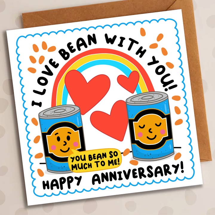 Anniversary Card – I Love Bean With You | Funny Bean Card for wholesale by Studio Arca