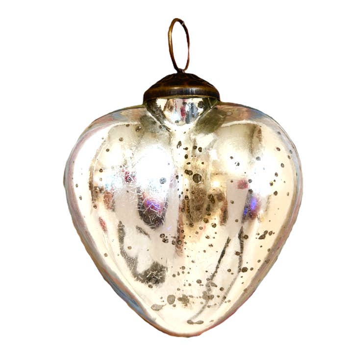 3" Antique Silver Heart Ornament for wholesale by Culturas
