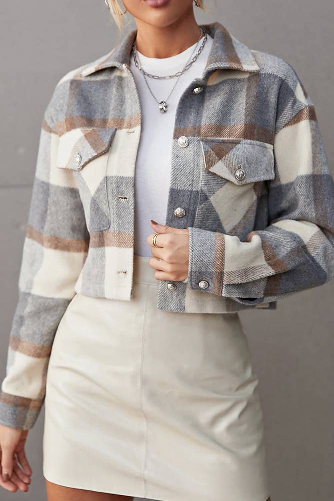 UNISHE - Wholesale Shirt Jacket/Shacket - Women's - Pocketed Plaid Open Button Shackets GSS0222