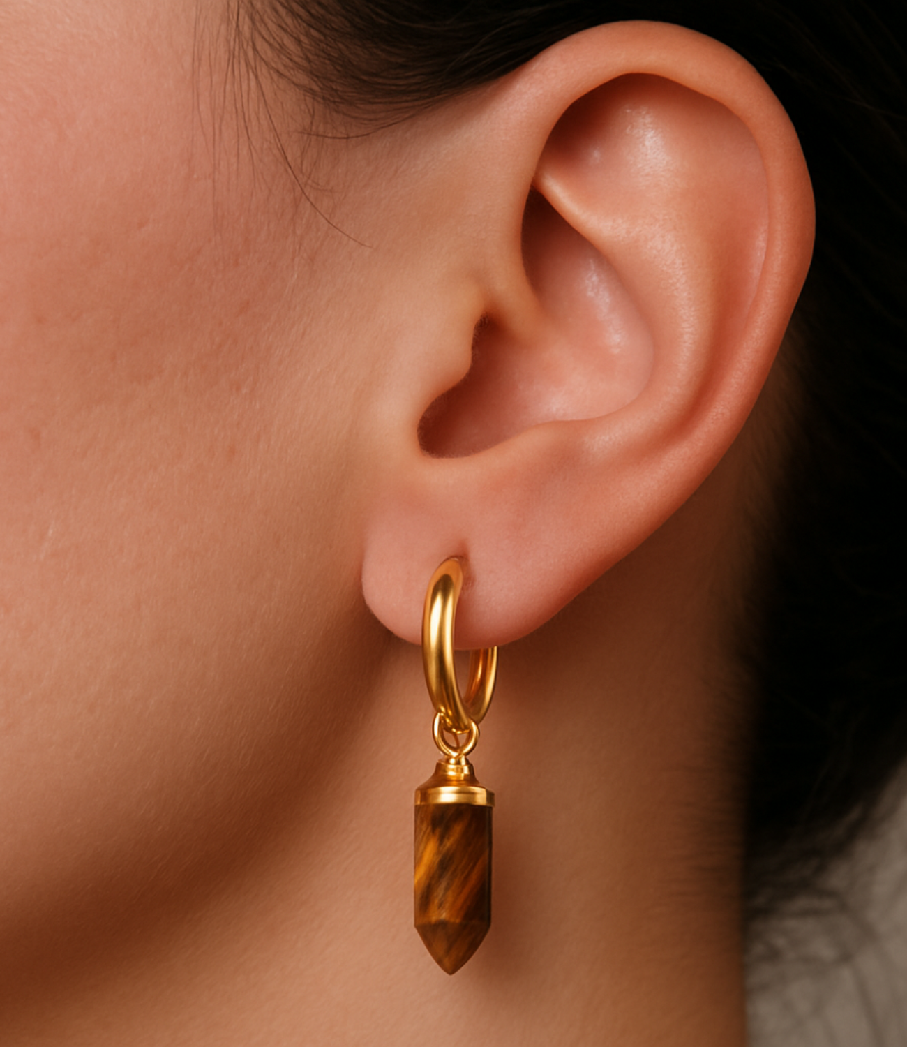 PHOEBE´S - Wholesale Dangle Earrings - Pendientes Colgantes con Piedra Natural Puntiaguda – Oro de 18K2