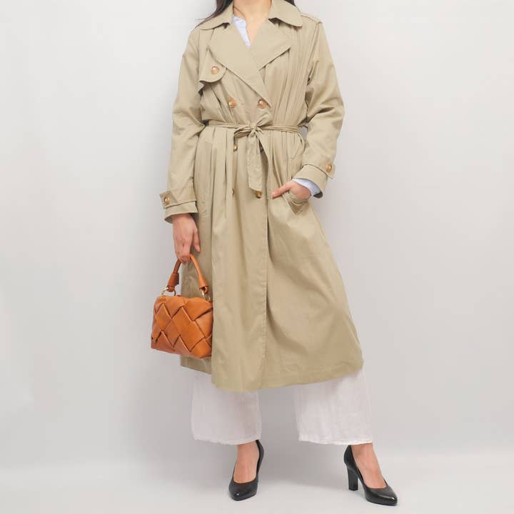 Cecile Wang - Wholesale Trench Coat - Women's - Double-breasted trench coat with belt TDM81624