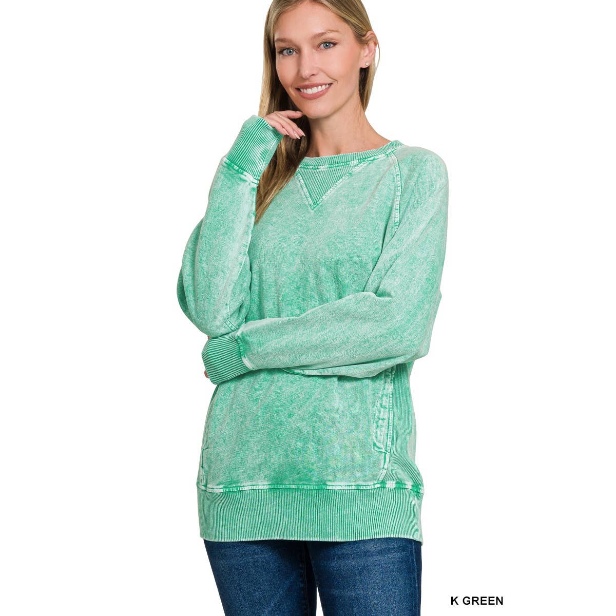 Apolline – Engroshandel Sweatshirt - Dame – Halo-vasket fransk frotté pullover med rund hals3
