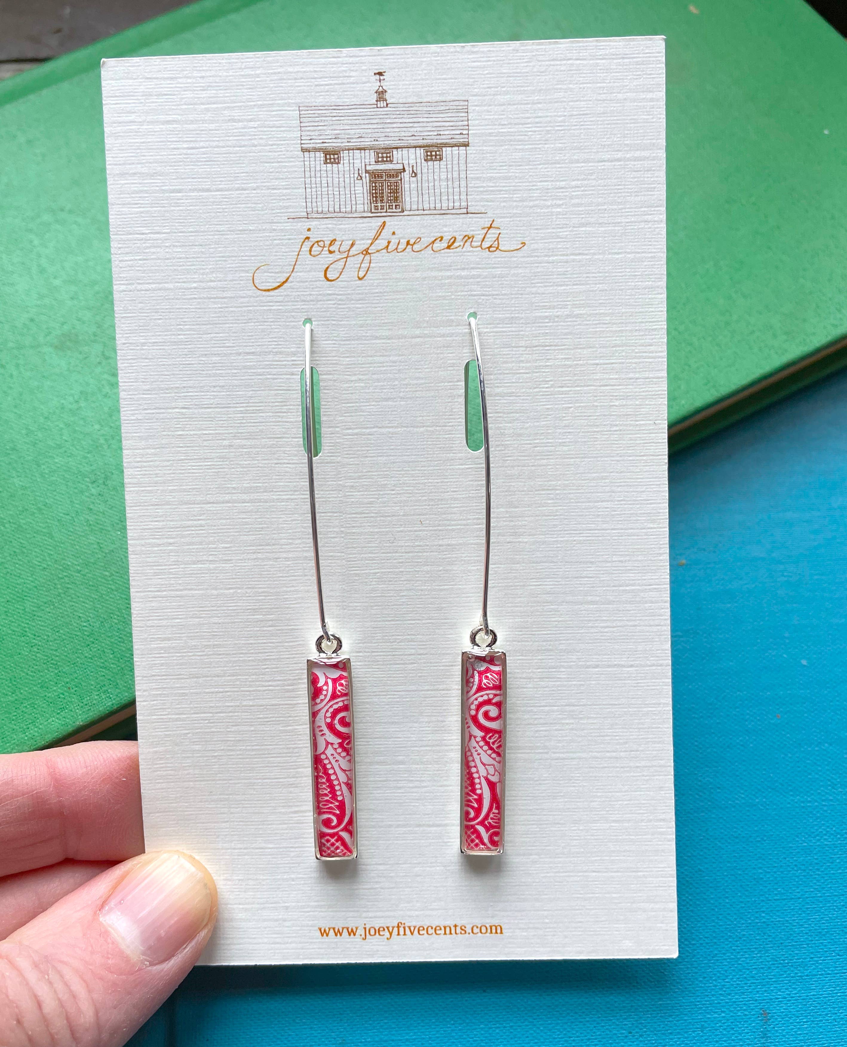 joeyfivecents - Wholesale Dangle Earrings - Rectangle Drop Earrings - red deco inspired, minimalist4