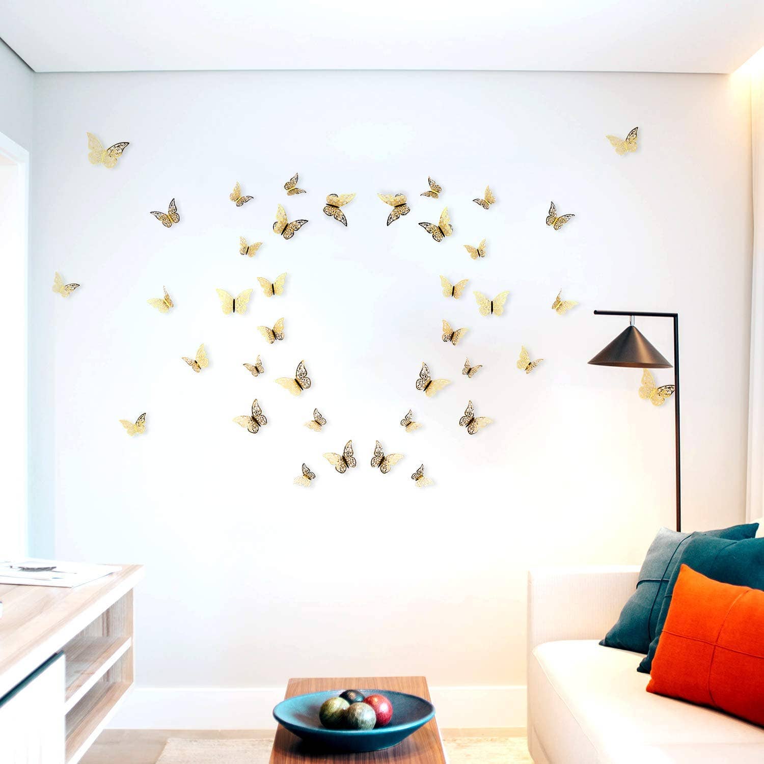 Moderny - Venta al por mayor Papel pintado 3D - Decoración de pared con forma de mariposa hueca (12 piezas)1