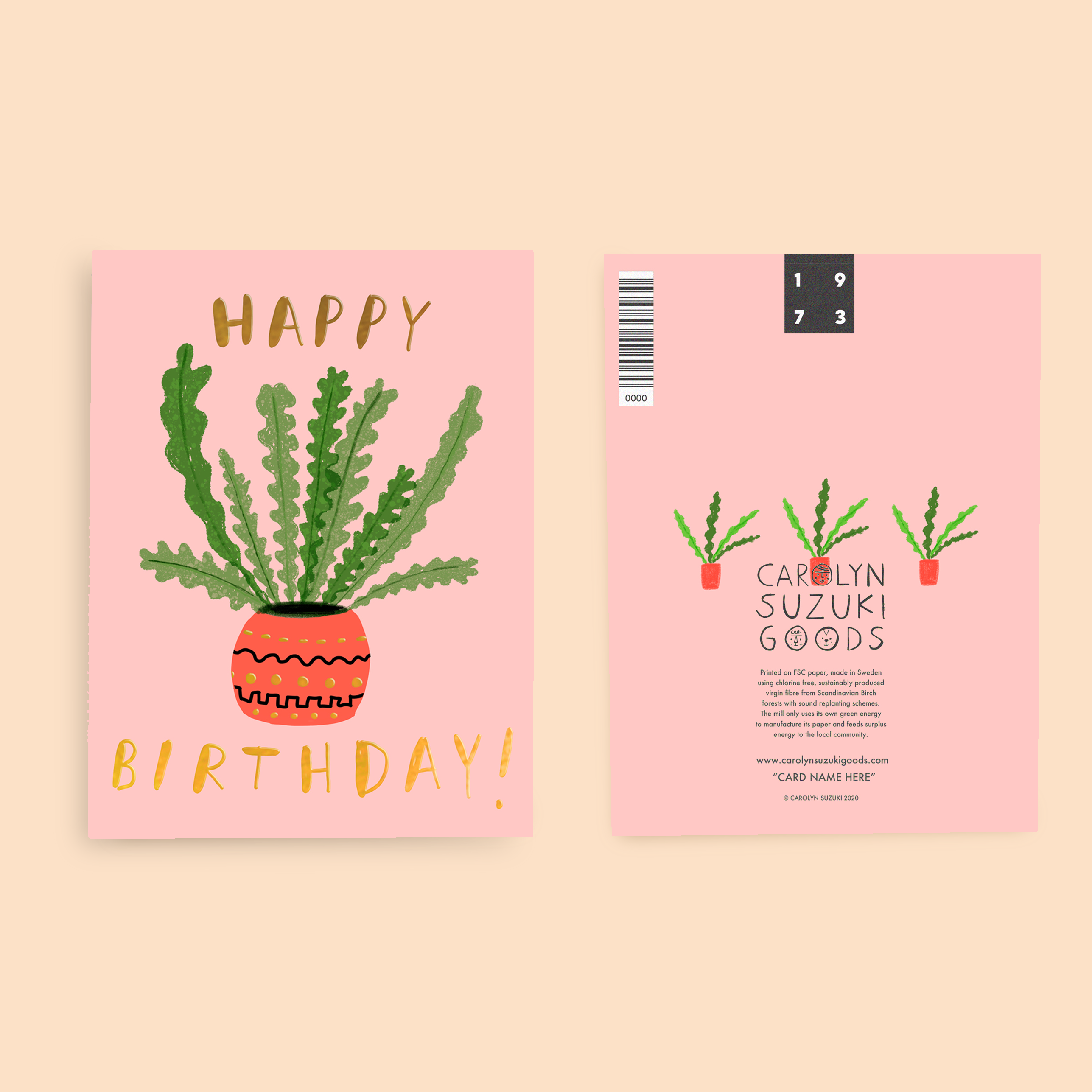 Carolyn Suzuki - Wholesale Birthday Card - ZIG ZAG CACTUS - Birthday Card1