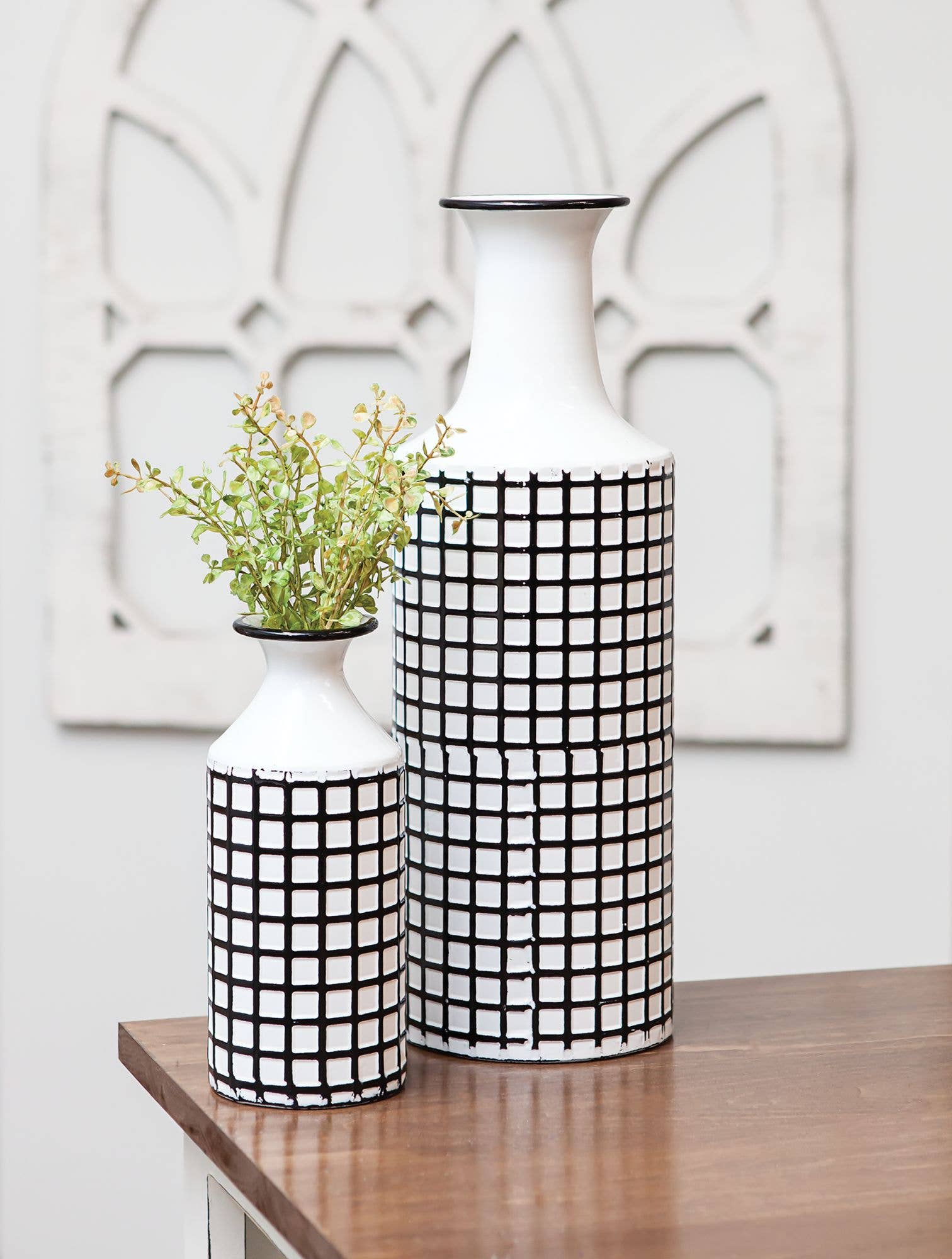 Col House Designs - Wholesale Vase - Farmhouse Check Enamel Vase, Large2