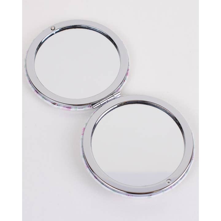 The Royal Standard - Wholesale Compact Mirror - Brighton Terrace Pocket Mirror White/Pink Lilly 2.75"1