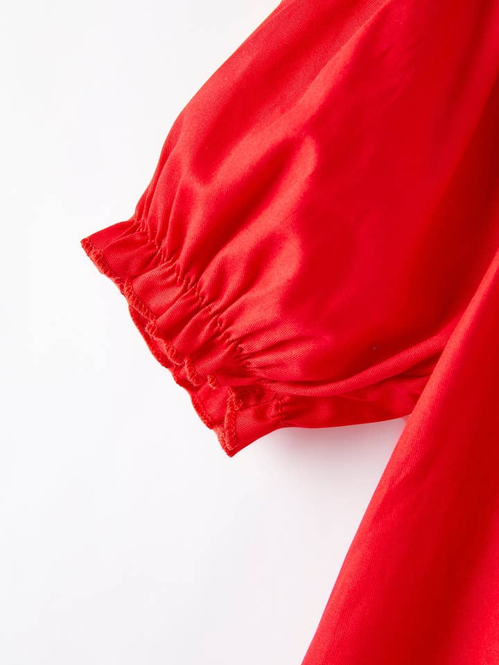 Rylee Faith Designs - Wholesale Dress - Kids - Girls Bow Smocking Embroidered Red Dress