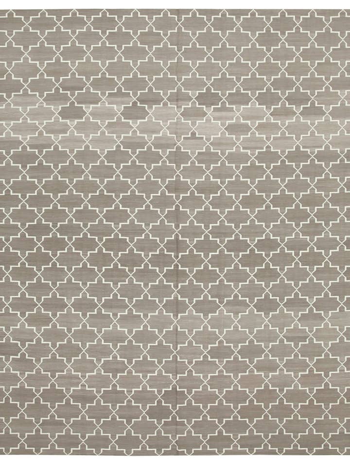 Tappeto Dhurrie Grigio 8x10 - 32623 per la vendita all'ingrosso da parte di RUG N CARPET