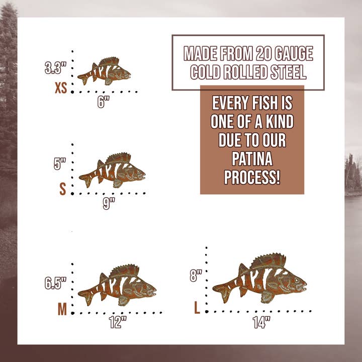 Rustic Metalz - Vente Décoration murale - Décoration murale Perch Fish Lake House en métal sur le thème des poissons2