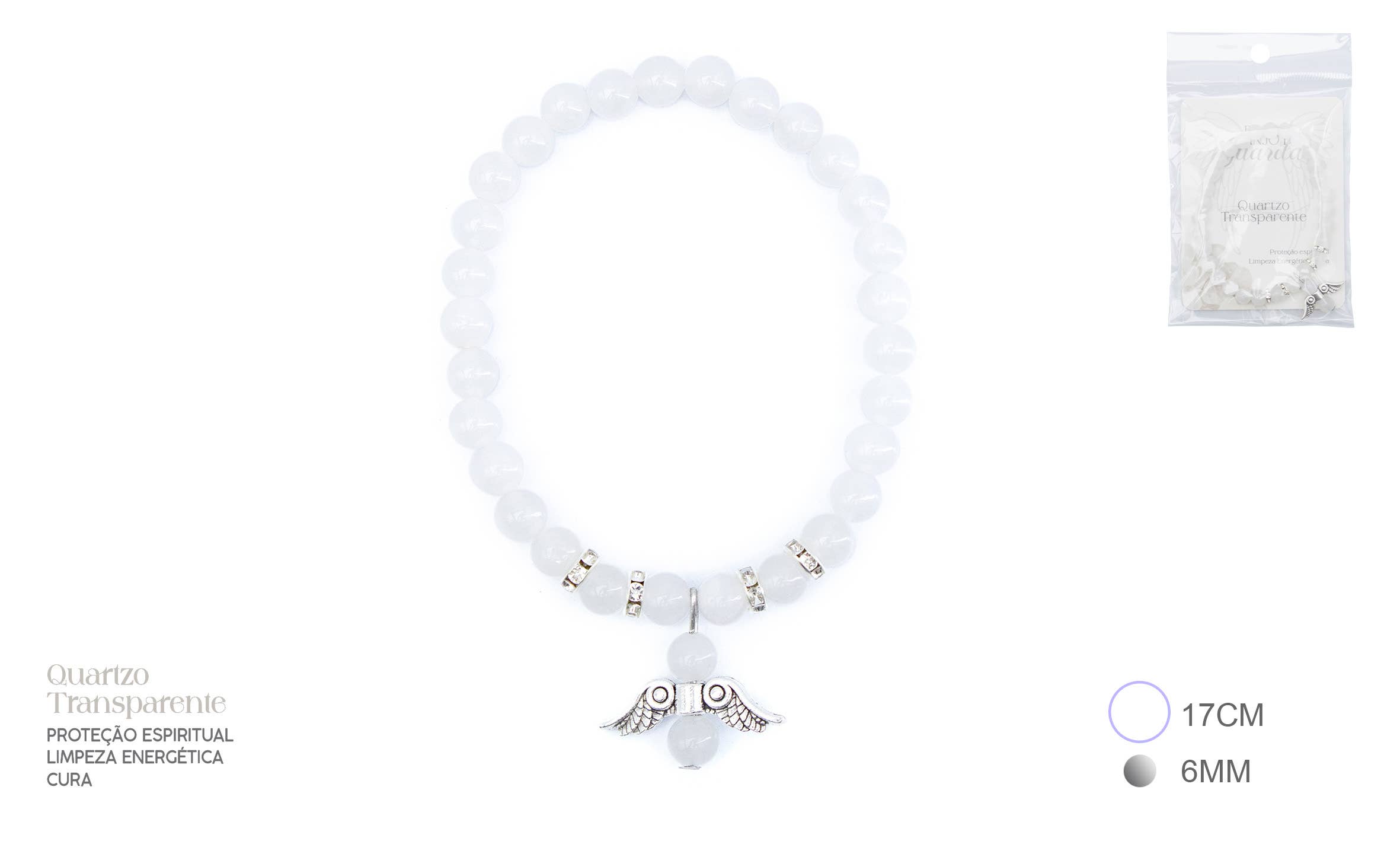 Esoterica Arte - Wholesale Beaded Bracelet - Angel Bracelet G. Q. Transparent 6mm (6 units)