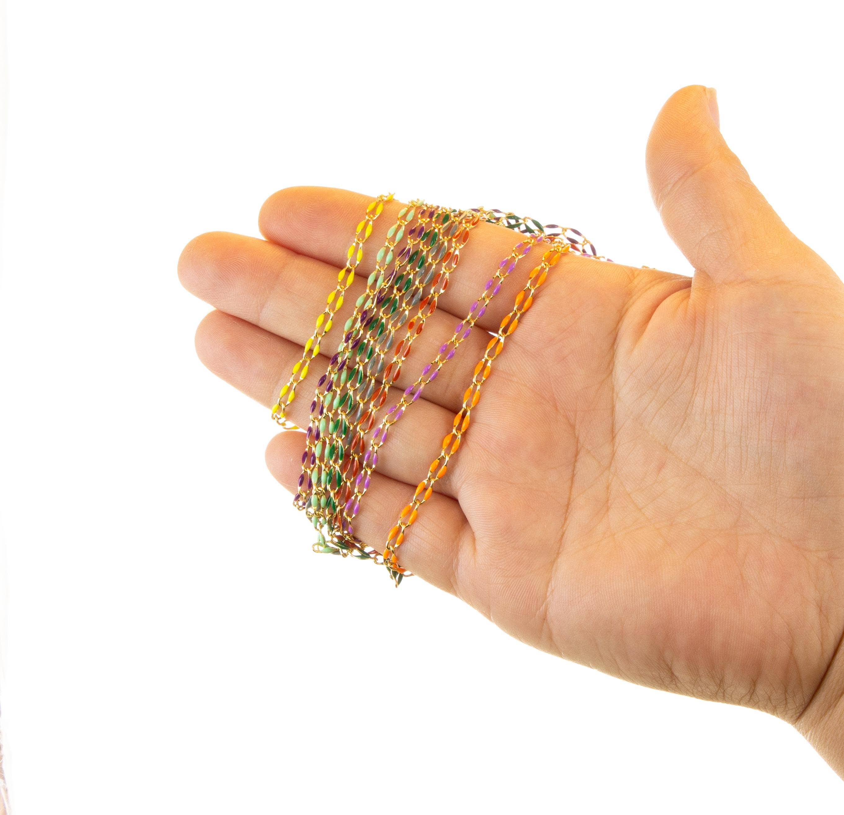 Jewel Pledge - Wholesale Craft Supplies - Gold Enamel Oval Link Chain for Jewelry Making CHG1037-013