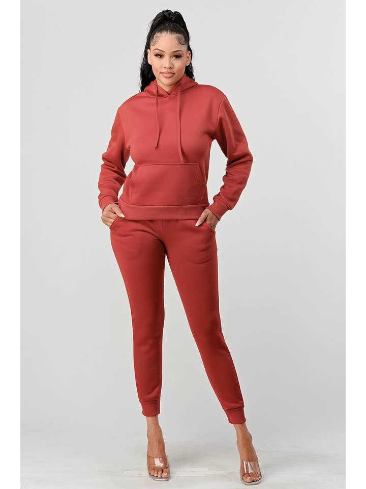 Boswell - Wholesale Lounge Set - Women's - Solid Hoodie Jogger Set With Front Pocket3