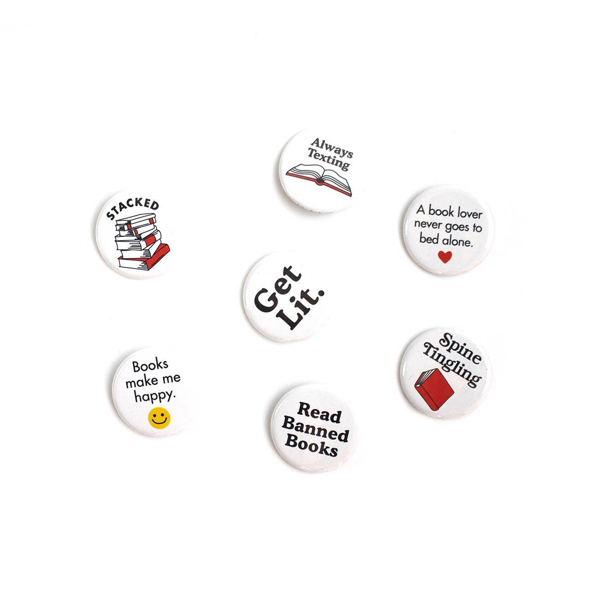 Seltzer Goods - Wholesale Lapel Pin/Button - Book Lover Buttons Assortment (132 Buttons)2