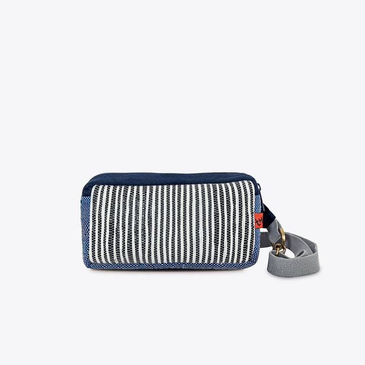 Black & White Striped Roomy Waist Pouch for Travel for wholesale by Théla