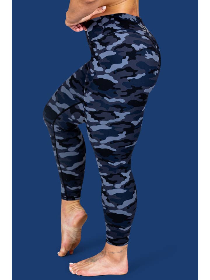 GRRRL - Wholesale Athletic/Lounge Leggings - Women's - Assassin Blue Camo SLIX Leggings