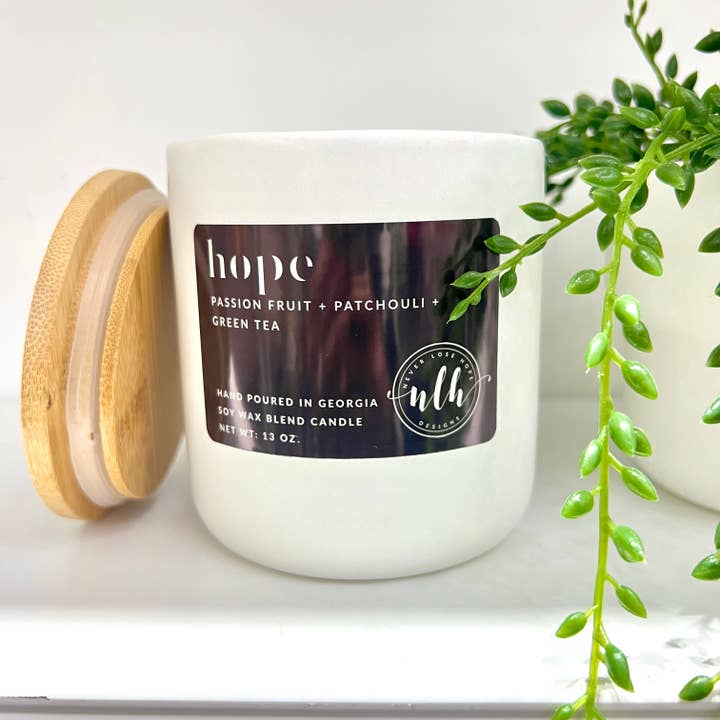 Never Lose Hope Designs - Wholesale Jar/Filled Candle - "HOPE" Soy Wax Blend Candle 13 oz. (pack of 2)