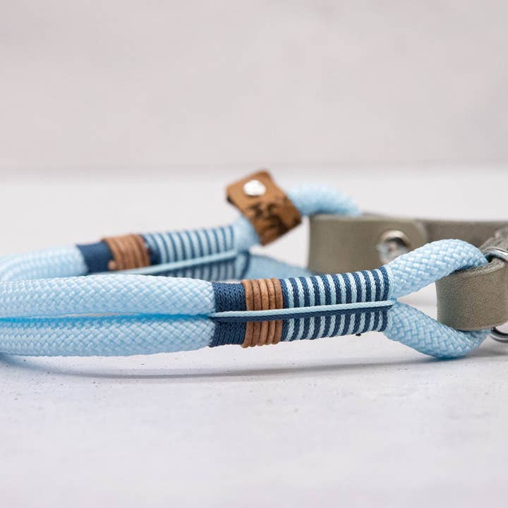 FOR LOVELY DOGS / Linda Jansen - Wholesale Pet Collar - Dog - Bright Blue Petrol Twist Tau Collar1