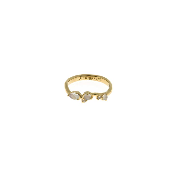 Lupine Lane Co. - Wholesale Multi-Stone Ring - Organic Moonstone and White Sapphire Ring - Gold