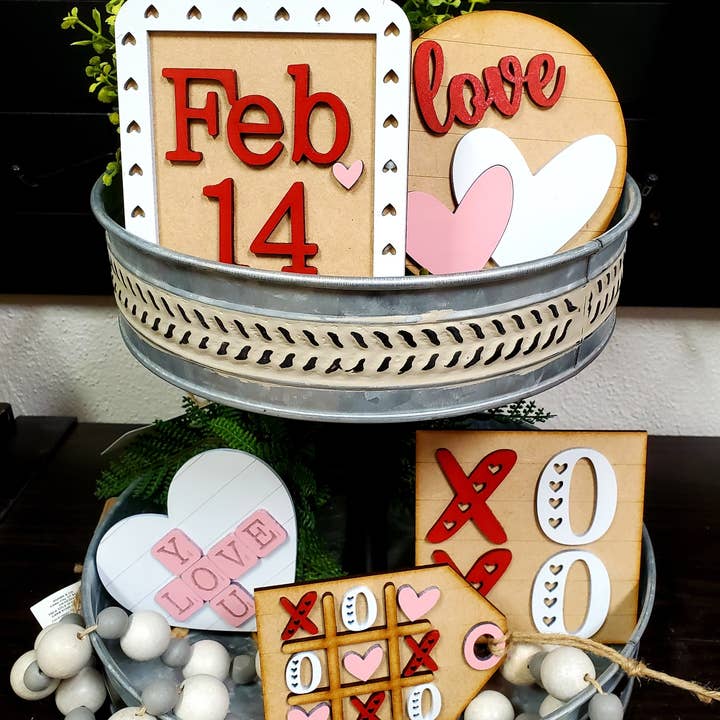 Tic Tac Toe Valentines Day Tier Tray Kit diy for wholesale by Rustic Home Co LLC