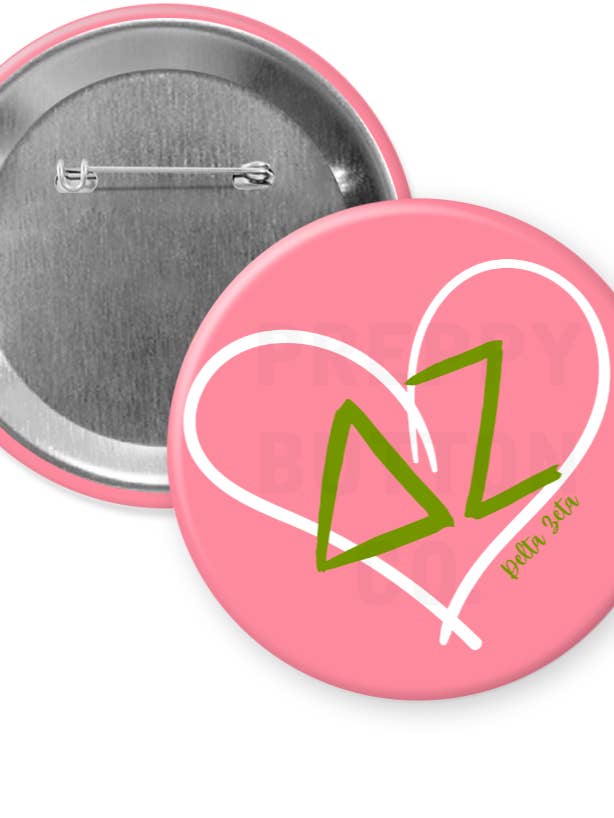 Delta Zeta Heart Sorority Button for wholesale by Preppy Button Co. LLC.