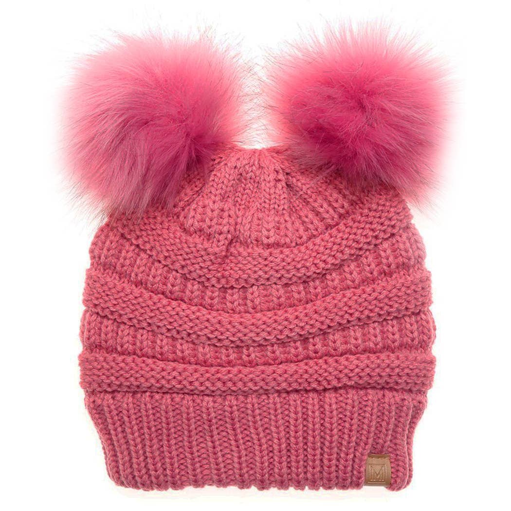 Fashion City - Vendita all'ingrosso Berretto - Bambini - Berretto invernale per bambini con doppio pompon4