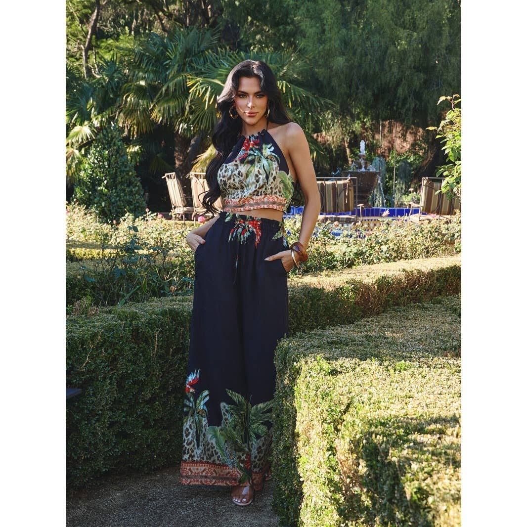 The Sang - Venta al por mayor Conjuntos de top y pantalón (NO para estar en casa) - Mujer - Conjunto de top halter con pantalones anchos3